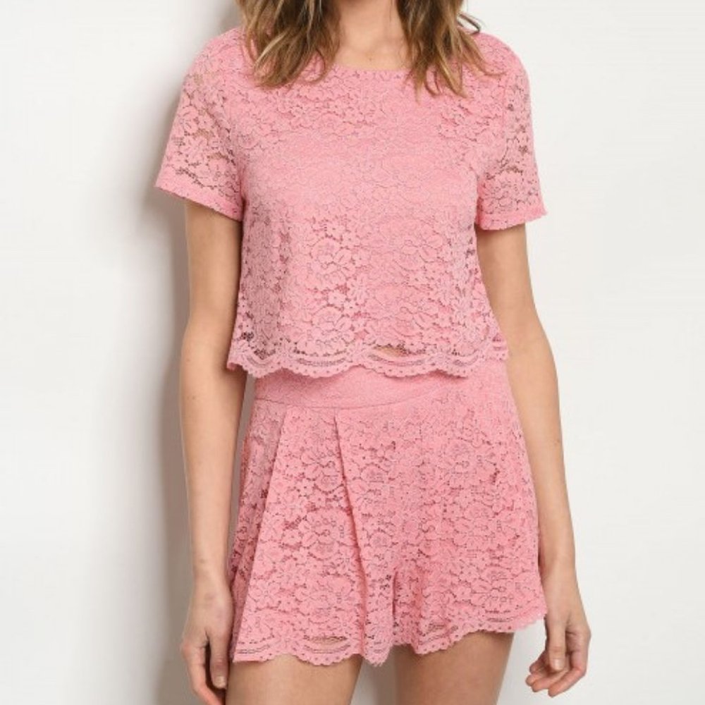 Dusty Rose Lace Short Set  *ALL ITEMS ARE NEW, FROM MY CLOSED BOUTIQUE* #8605